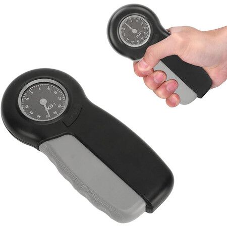 Portable Hand Grip Dynamometer, Digital Hand Grip Strength Meter Strengthener Exercise Measurement Wrist Strengthener (Black and Grey)