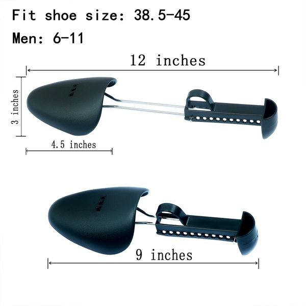 2 Pairs Plastic Shoe Tree Stretcher Shaper for Men (Black)