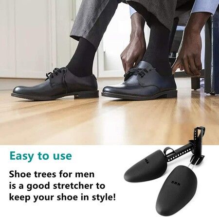 2 Pairs Plastic Shoe Tree Stretcher Shaper for Men (Black)