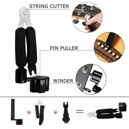 Guitar Accessories Kit Include Acoustic Strings,Tuner,Capo,3-in-1 Restring Tool,Picks,Pick Holder,Bridge Pins,Nuts & Saddles,Finger Protector,Chord Chart (58PCS)