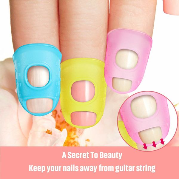 40 Pieces Guitar Fingertip Protectors Silicone Finger Guards Anti-slip Finger Protection Covers Caps for Stringed Instruments Guitar Mandolin Bass Counting Sewing,5 Sizes (Mixed Colors)