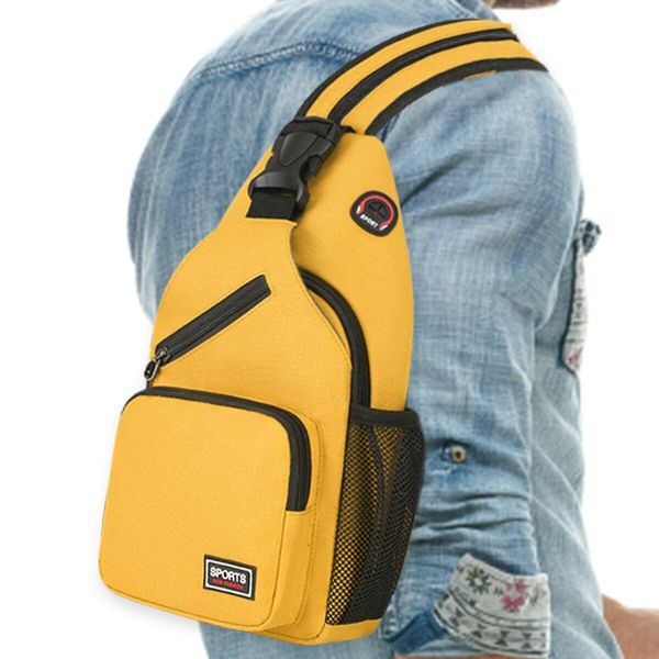 Crossbody Sling Backpacks Sling Bag for Men Women Hiking Daypack with Earphone Hole Travel Daypack Color Yellow