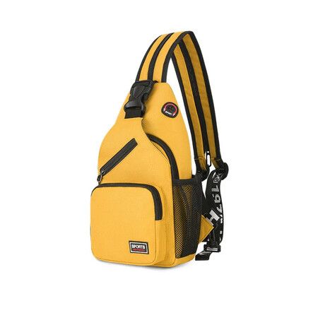 Crossbody Sling Backpacks Sling Bag for Men Women Hiking Daypack with Earphone Hole Travel Daypack Color Yellow