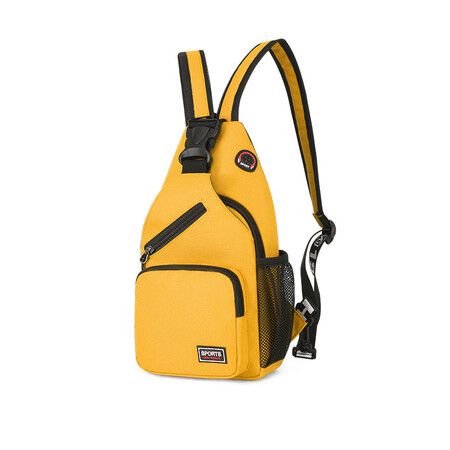 Crossbody Sling Backpacks Sling Bag for Men Women Hiking Daypack with Earphone Hole Travel Daypack Color Yellow