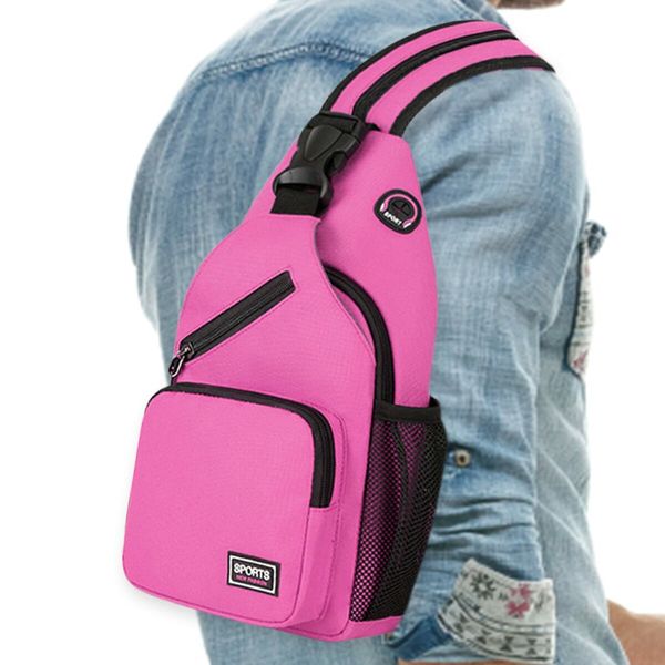 Crossbody Sling Backpacks Sling Bag for Men Women Hiking Daypack with Earphone Hole Travel Daypack Color Purple