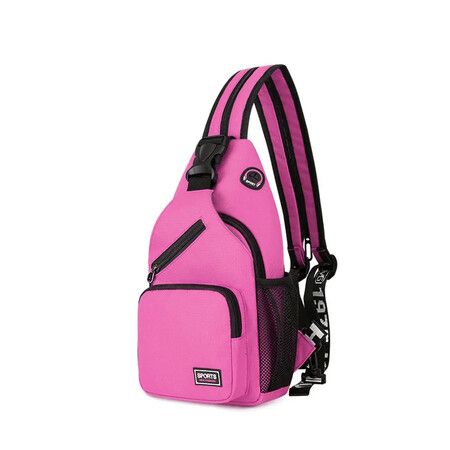 Crossbody Sling Backpacks Sling Bag for Men Women Hiking Daypack with Earphone Hole Travel Daypack Color Purple