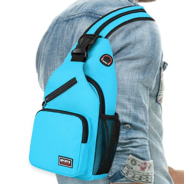 Crossbody Sling Backpacks Sling Bag for Men Women Hiking Daypack with Earphone Hole Travel Daypack Color Blue