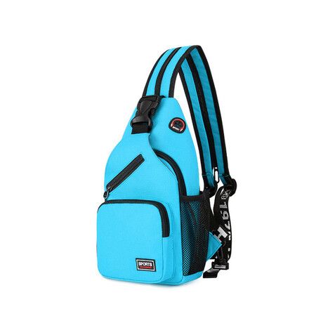 Crossbody Sling Backpacks Sling Bag for Men Women Hiking Daypack with Earphone Hole Travel Daypack Color Blue