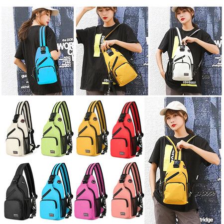 Crossbody Sling Backpacks Sling Bag for Men Women Hiking Daypack with Earphone Hole Travel Daypack Color Blue