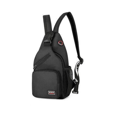 Crossbody Sling Backpacks Sling Bag for Men Women Hiking Daypack with Earphone Hole Travel Daypack Color Black