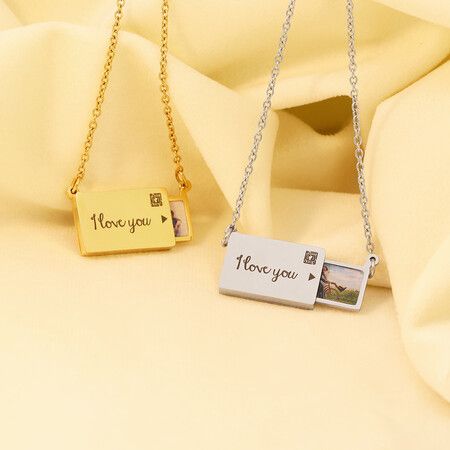 Custom Precious Memory Photo Stamp Necklace Personalized Jewelry Holiday Gifts Mothers Fathers Day Wedding Anniversary Presents