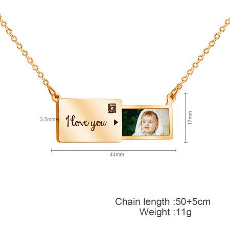 Custom Precious Memory Photo Stamp Necklace Personalized Jewelry Holiday Gifts Mothers Fathers Day Wedding Anniversary Presents