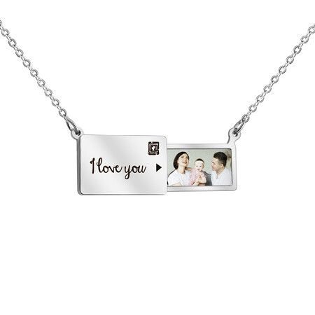 Custom Precious Memory Photo Stamp Necklace Personalized Jewelry Holiday Gifts Mothers Fathers Day Wedding Anniversary Presents