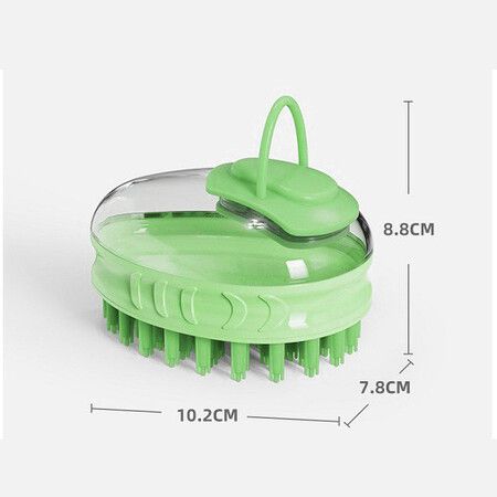 2 PCS Green Pet Dog Grooming Massage Shampoo Bath Brush with Soap and Shampoo Dispenser Soft Silicone Bristle for Long Short Haired Dogs Cats Shower