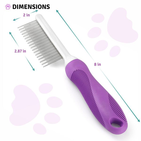 Pet Detangling Comb with Long And Short Stainless Steel Teeth for Removing Matted Fur Detangler Tool Accessories for Safe And Gentle DIY Pets Grooming