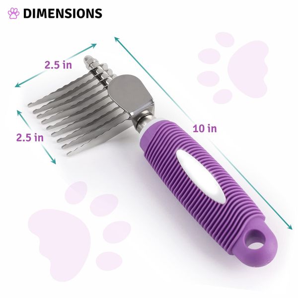 Pet Fur Rake Comb Brush Tool Rake Brush for Dog And Cat Comb with Steel Safety Blades Metal Dog Comb for Detangling Matted or Knotted Undercoat Hair