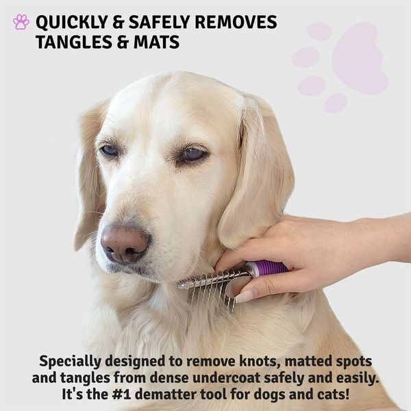 Pet Fur Rake Comb Brush Tool Rake Brush for Dog And Cat Comb with Steel Safety Blades Metal Dog Comb for Detangling Matted or Knotted Undercoat Hair