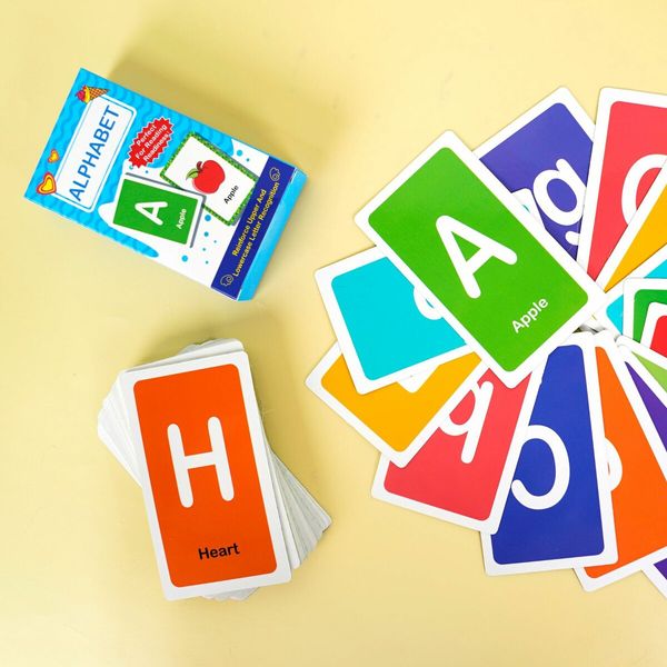 52 PCS Alphabet ABC Flashcards Toddlers Kids Early Learning Educational Uppercase Lowercase Large Letters Interactive Preschool Vocabulary Builder