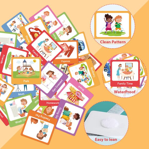 60 Pieces Visual Schedule Cards Daily Routine Cards Home Chore Chart Autism Learning Materials Wall Kids Planner for Home School Education