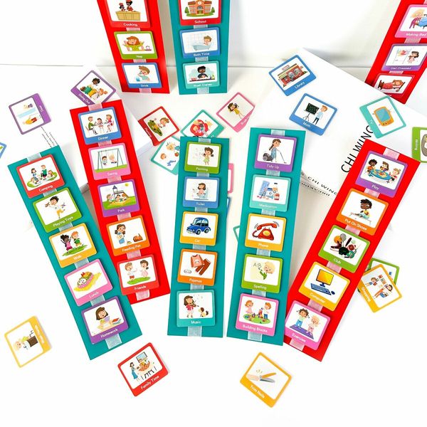 60 Pieces Visual Schedule Cards Daily Routine Cards Home Chore Chart Autism Learning Materials Wall Kids Planner for Home School Education