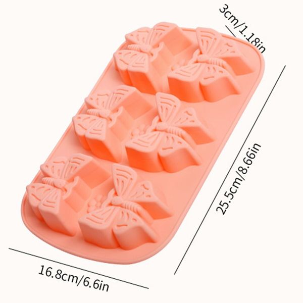 Cake Pan Cake Easy Demoulding Butterfly Shape Design 6-grids High Temperature Resistant Silicone Cake Molds for Kitchen Baking Supplies