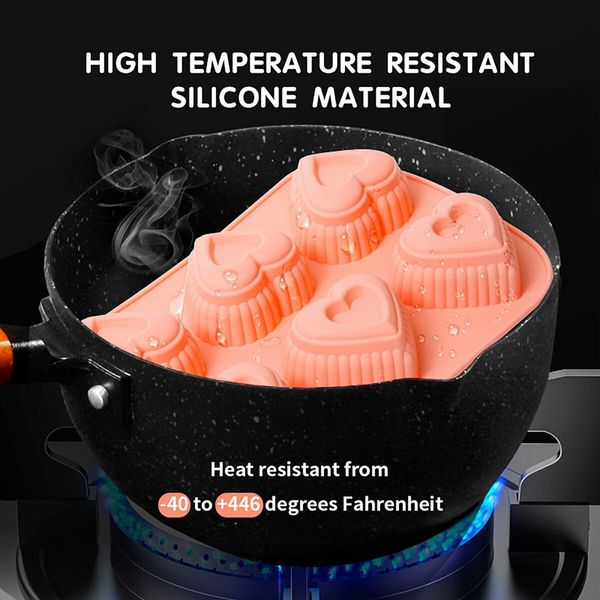 Cake Pan Cake Easy Demoulding LoVE Shape Design 6-grids High Temperature Resistant Silicone Cake Molds for Kitchen Baking Supplies