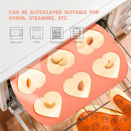 Cake Pan Cake Easy Demoulding LoVE Shape Design 6-grids High Temperature Resistant Silicone Cake Molds for Kitchen Baking Supplies