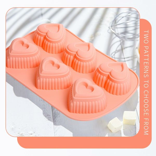 Cake Pan Cake Easy Demoulding LoVE Shape Design 6-grids High Temperature Resistant Silicone Cake Molds for Kitchen Baking Supplies