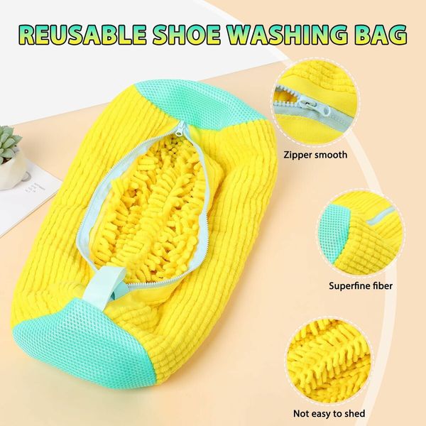 Shoe Bag Cleaning Bag for Washing Machine Portable Reusable Shoe Bag for Laundry in Yellow