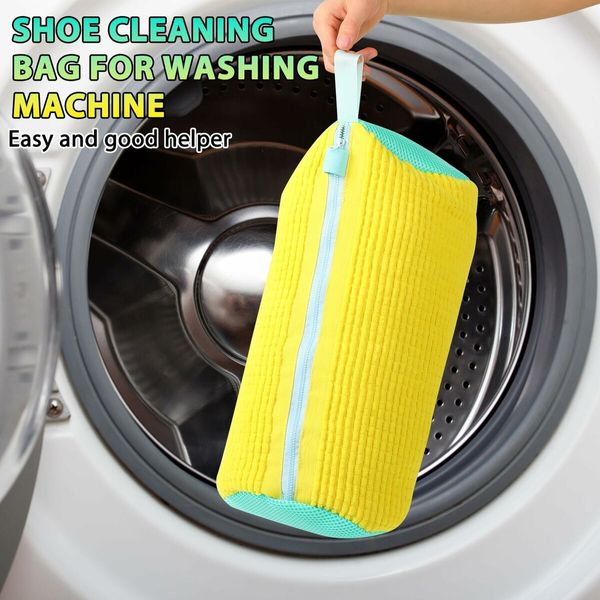 Shoe Bag Cleaning Bag for Washing Machine Portable Reusable Shoe Bag for Laundry in Yellow