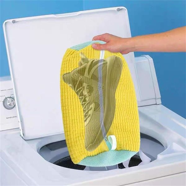 Shoe Bag Cleaning Bag for Washing Machine Portable Reusable Shoe Bag for Laundry in Yellow