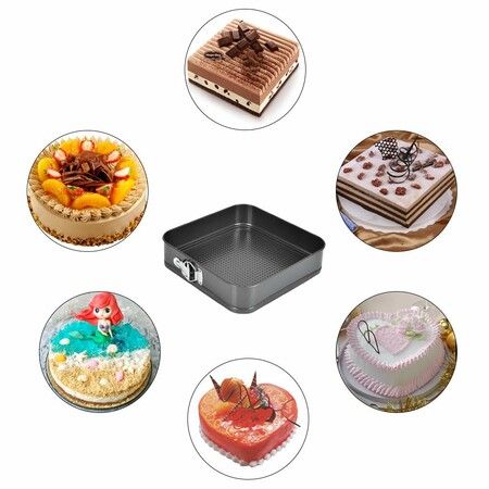 3pcs Square Cake Pan,Non-Stick Loose Bottom Baking Cake Mold,Removable Bottom Baking Pan,Oven Accessories,Baking Tools,Kitchen Accessories