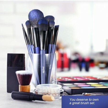 7 Pcs Makeup Brushes Kit Cosmetic Eye Shadow Lip Liner Blending Beauty Set, Blue