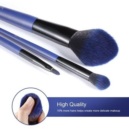 7 Pcs Makeup Brushes Kit Cosmetic Eye Shadow Lip Liner Blending Beauty Set, Blue