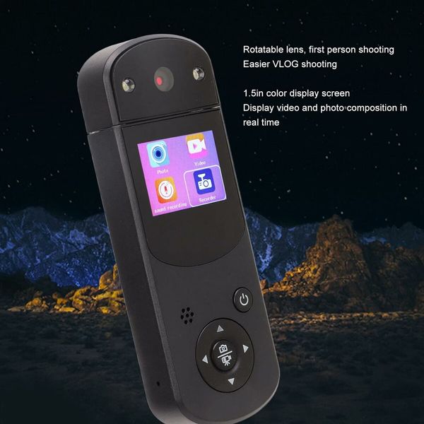 Handheld DV Camera, Mini Body Action Camera HD 1080P Video Recorder with 16MP Clip, 1.5 Inch Screen and Back Clip, Support MP3 Music Playback for Vlog