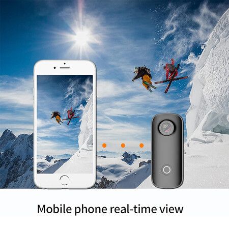 C100+ Mini WiFi Action Camera 4K30fps Pocket Wearable Camera, Magnetic App Control, Waterproof Helmet Camera with Mounting Kits