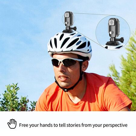 C100+ Mini WiFi Action Camera 4K30fps Pocket Wearable Camera, Magnetic App Control, Waterproof Helmet Camera with Mounting Kits