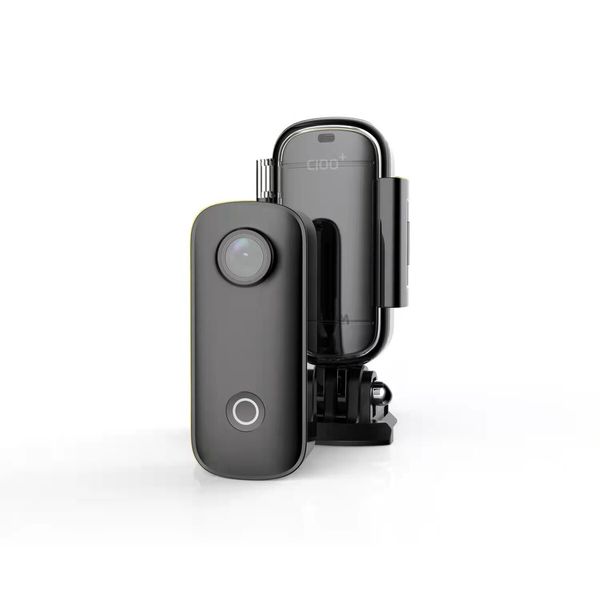 C100+ Mini WiFi Action Camera 4K30fps Pocket Wearable Camera, Magnetic App Control, Waterproof Helmet Camera with Mounting Kits