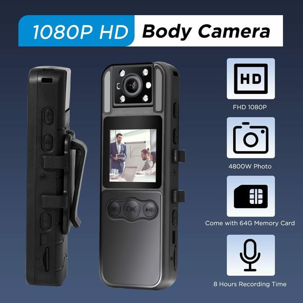 Wearable Body Camera with Audio and Video, 1080P Mini Body Cameras with Infrared Night Vision,Camera Pocket Camcorder for Riding, Meetings