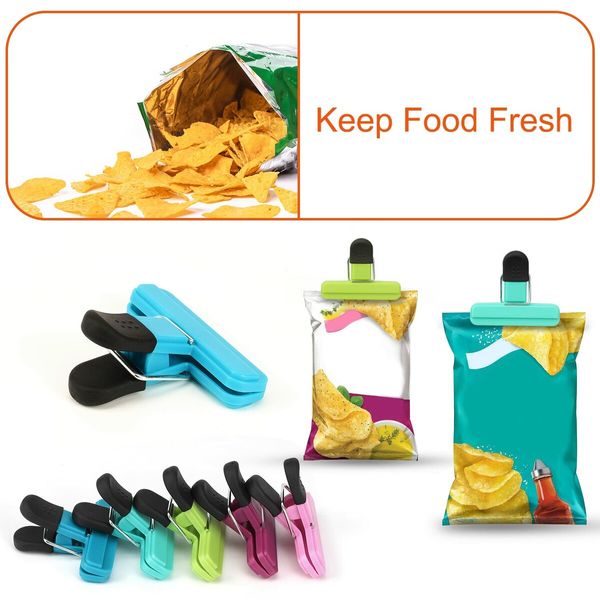 Chip Clips,12 Pack Food Clips,Bag Clips for Food Storage with Air Tight Seal Grip (3''x2.5'')