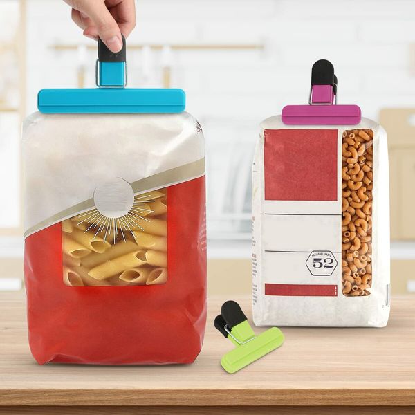 Chip Clips,8 Pack Food Clips,Wide Open Bag Clips for Food Storage with Air Tight Seal Grip (4 x L,4 x S)