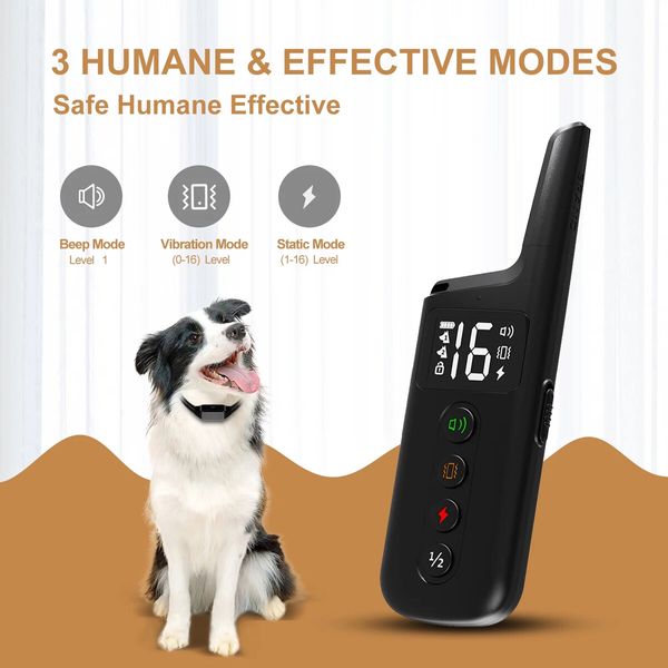 300m Dog Training Collar Waterproof Rechargeable Shock Bark with Remote Small Medium Large Dogs Beep Vibration Electric Dog Collar Behavior Training