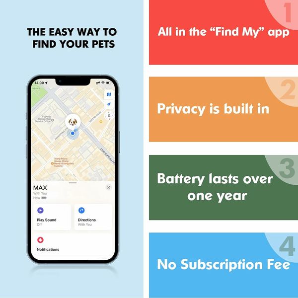 GPS Tracker for Dogs, 2 in 1 Pet Tracking Smart Collar (Only iOS), Real time Location Soft and Comfortable PU Dog Collar GPS Tracker, Locator Included