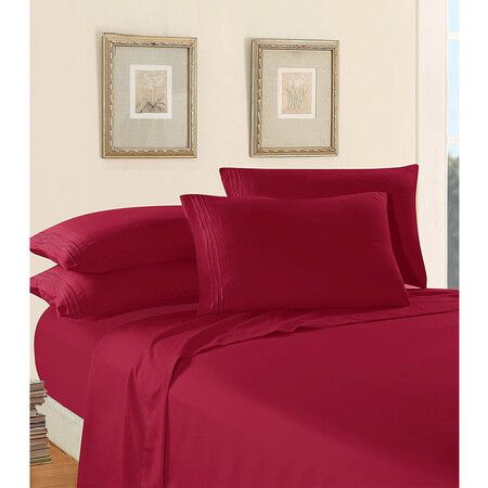 Luxury Soft 1500 Premier 4 Piece Premium Hotel Quality Wrinkle Resistant Coziest Bedding Set, All Around Elastic Fitted Sheet,198 x 203 x 40 cm, King, Burgundy