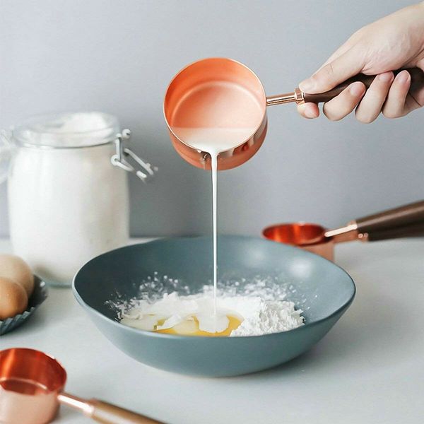 8 PCS Measuring Cups and Spoons Walnut Wood Handle with Metric and US Measurements Premium Stainless Steel Measuring Cup for Cooking and Baking