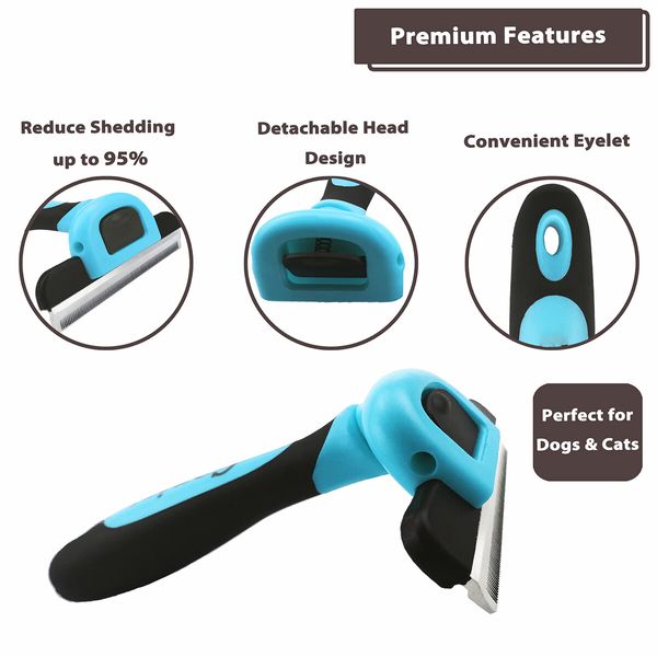 Blue Professional Pet Grooming Shedding Tool Quality Hair Removal Animal Brush Pet Care Essentials Portable