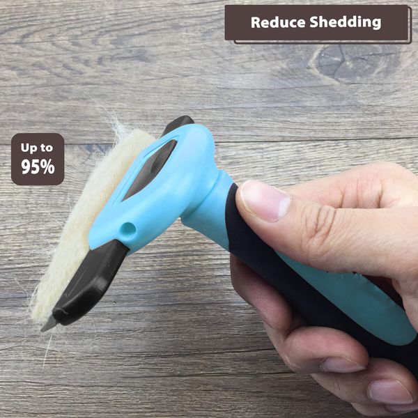 Blue Professional Pet Grooming Shedding Tool Quality Hair Removal Animal Brush Pet Care Essentials Portable