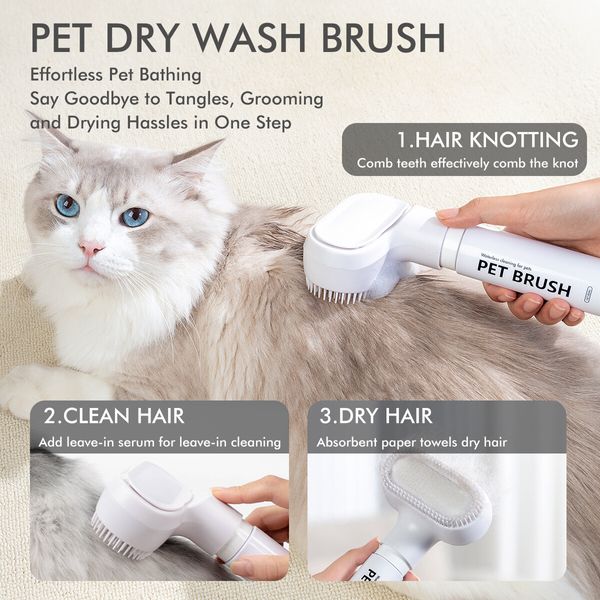 Refillable Mousse Shampoo Cat Bath Brush Pet Dry Shampoo Brush Hair Removal Pet Care Essentials Portable Hair Cleaner not contain mousse