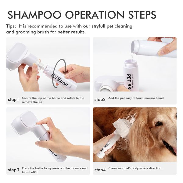 Refillable Mousse Shampoo Cat Bath Brush Pet Dry Shampoo Brush Hair Removal Pet Care Essentials Portable Hair Cleaner not contain mousse