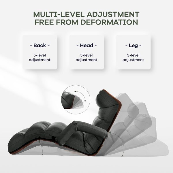 Floor Sofa Bed Chair Couch Lounge Recliner Folding Ground Lounger Lazy Chaise Seat Adjustable with Arms Pillow Pedal